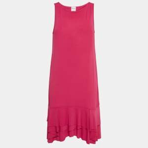RED Valentino Pink Jersey Ruffle Hem Sleeveless Mini Dress L