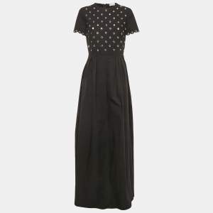 Pre Owned RED Valentino Black Grommet Cotton Gown M