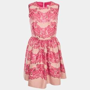 RED Valentino Pink Floral Metallic Jacquard Mini Dress M