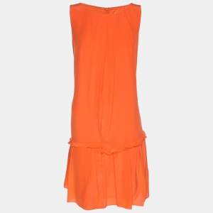 RED Valentino Orange Crepe Pleated Mini Dress M