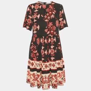 Pre Owned RED Valentino Black /Red Printed Silk Short Dress M