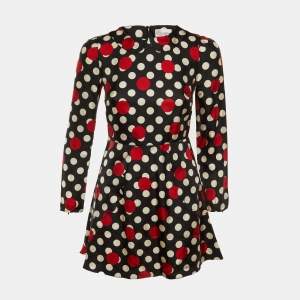 Pre Owned RED Valentino Black Polka Dot Print Silk Mini Dress S