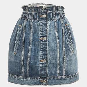 Pre Owned RED Valentino Blue Washed Frayed Denim Mini Skirt M Waist 27"