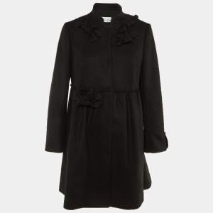 Pre Owned RED Valentino Black Wool Bow Detail Coat L