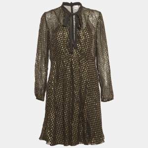 مملوكة مسبقًا RED Valentino Black Fil Coupe Chiffon Short Dress M