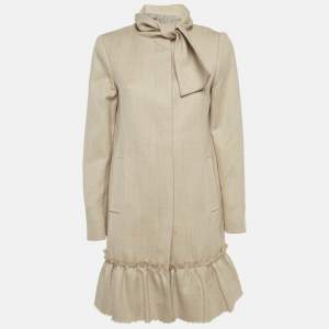 Pre Owned RED Valentino Beige Wool Draped Neck Coat M
