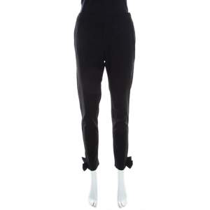 RED Valentino Black Wool Ankle Bow Detail Tapered Trousers M
