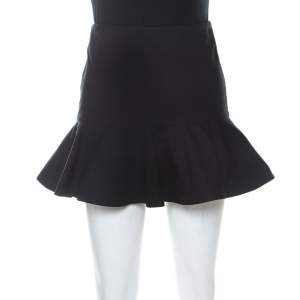 Red Valentino Black Cotton-Blend Ruffle Mini Skirt XS