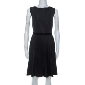 RED Valentino Black Pleated Lace Skirt Detail Sleeveless Dress L