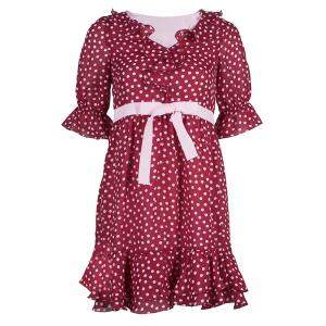 Pre Owned RED Valentino Polka Dot V-Neck Ruffle Dress S