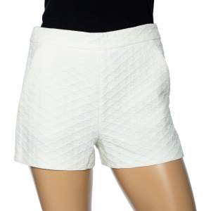 Pre Owned RED Valentino Ivory Textured Cotton Shorts S 