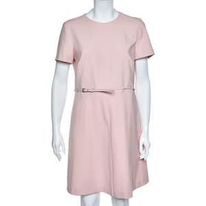 Pre Owned RED Valentino Pink Stretch Crepe Belted Mini Dress L