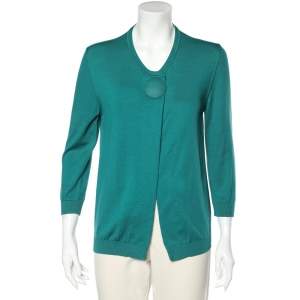 RED Valentino Green Cotton Knit Single Button Cardigan XL