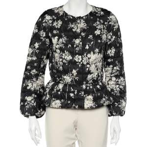 RED Valentino Black Printed Synthetic Quilted Jacket S