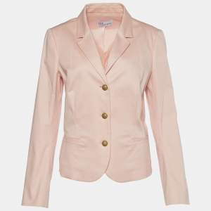 RED Valentino Pink Stretch Cotton Button Front Blazer L