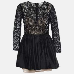 Red Valentino Black Guipure Lace Mini Dress M