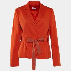 RED Valentino Orange Cotton Belt Detail Blazer L