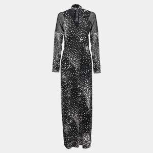 RED Valentino Black Star Printed Silk Mesh Panel Jumpsuit M