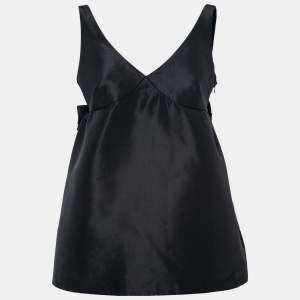 RED Valentino Black Synthetic Bow-Back Baby Doll Top M  