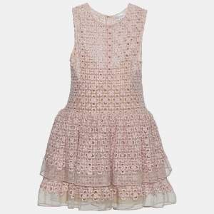 RED Valentino Pink Floral Lace Sleeveless Dress S