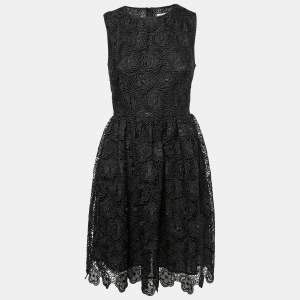 RED Valentino Black Floral Guipure Lace Sleeveless Dress M