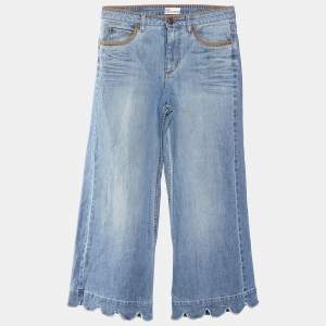 RED Valentino Blue Denim Scallop Trim Jeans S Waist 30"