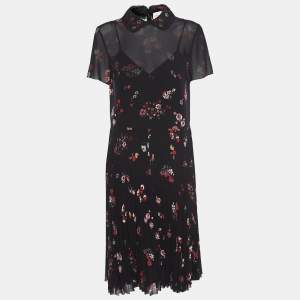 RED Valentino Black Floral Printed Chiffon Dress M