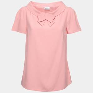 RED Valentino Pink Crepe Bow Detail Blouse M