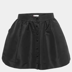 RED Valentino Black Taffeta Buttoned Mini Skirt M