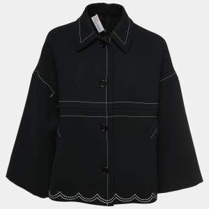 RED Valentino Black Crepe Stitch Detail Oversized Jacket M