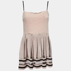 RED Valentino Pink/Black Lace Velvet Trimmed Strappy Mini Dress M