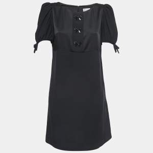 RED Valentino Black Crepe Bow Embellished Mini Dress M