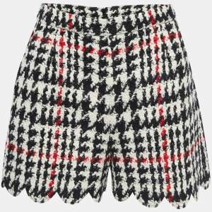 RED Valentino Black/White Patterned Wool Scalloped Shorts S
