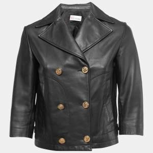 RED Valentino Black Leather Double Breasted Jacket S