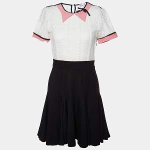 RED Valentino White Lace & Black Jersey Mini Dress S