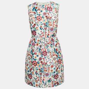 Pre Owned Red Valentino Multicolor Floral Print Synthetic Sleeveless Mini Dress S