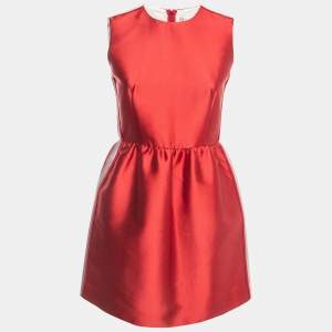 RED Valentino Red Taffeta Side Stripe Detail Mini Dress S