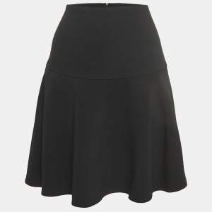 RED Valentino Black Crepe Flared Hem Mini Skirt M