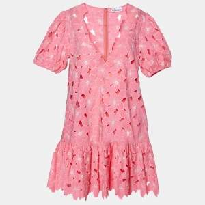 RED Valentino Pink Floral Embroidered Cut-Out Cotton Mini Dress M