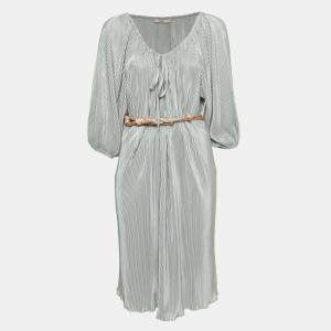 Pre Owned RED Valentino Metallic Crepe Plisse Short Dress M