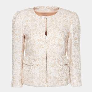 RED Valentino Pink Textured Wool Blend Peplum Jacket M