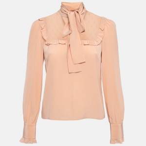 RED Valentino Pink Tulle Trim Chiffon Blouse M