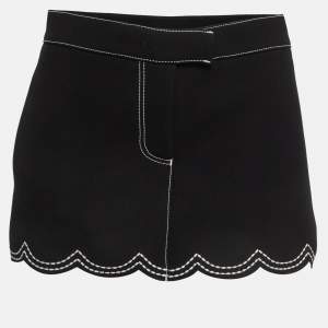 RED Valentino Black Crepe Scallop Skirt Effect Shorts M