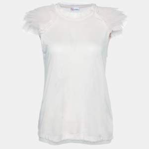 RED Valentino Pink Tulle Sleeve Jersey T-Shirt L