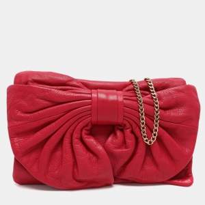 RED Valentino Red Leather Bow Flap Shoulder Bag