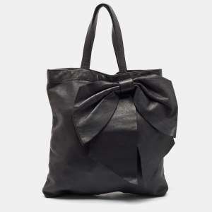 RED Valentino Black Leather Bow Tote