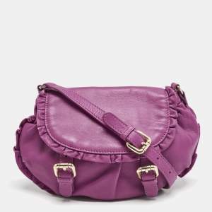 RED Valentino Pink Magenta Leather Ruffle Flap Crossbody Bag