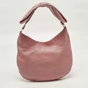 Pre Owned حقيبة هوبو جلد زهري بفِيُونكة ريد فالنتينو