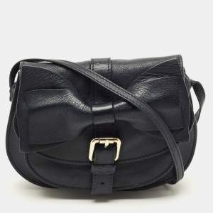 مملوكة مسبقًا RED Valentino Bow Navy Blue Leather Crossbody Bag