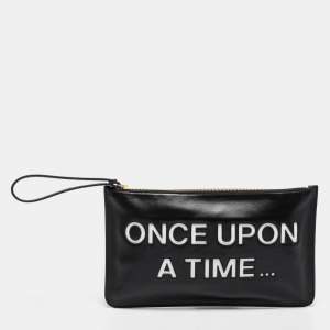 RED Valentino Black Leather Wristlet Clutch